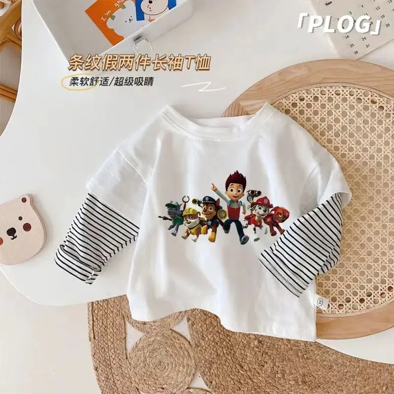 Wang Wang Cartoon Long Sleeve T-Shirt White