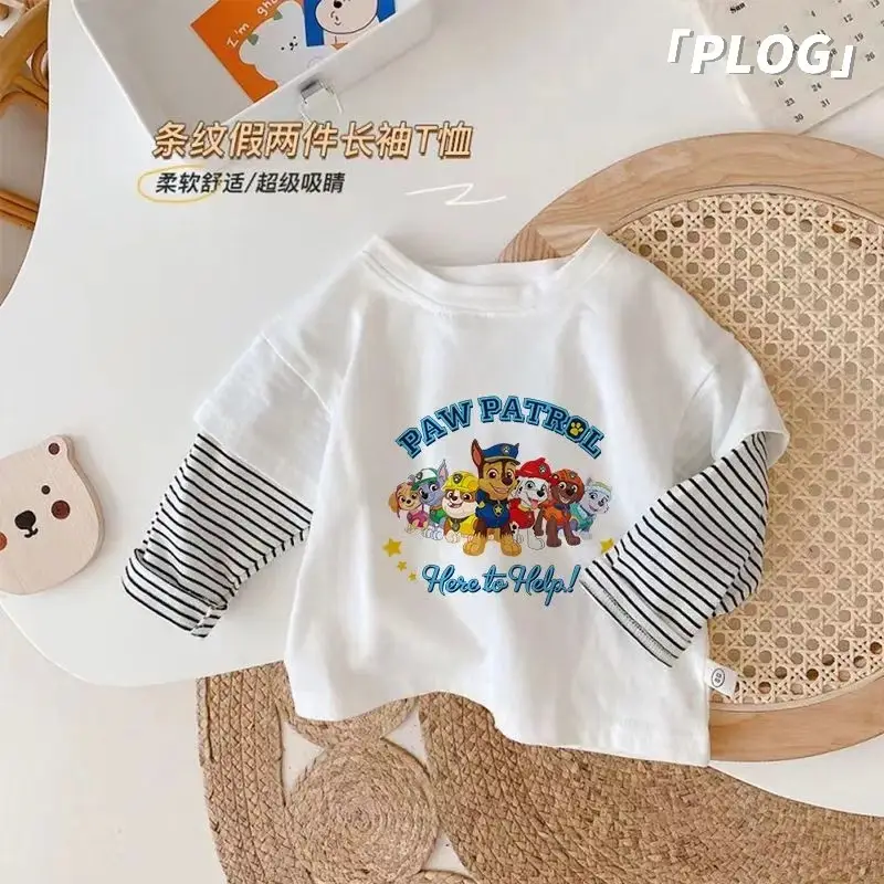Wang Wang Cartoon Long Sleeve T-Shirt White