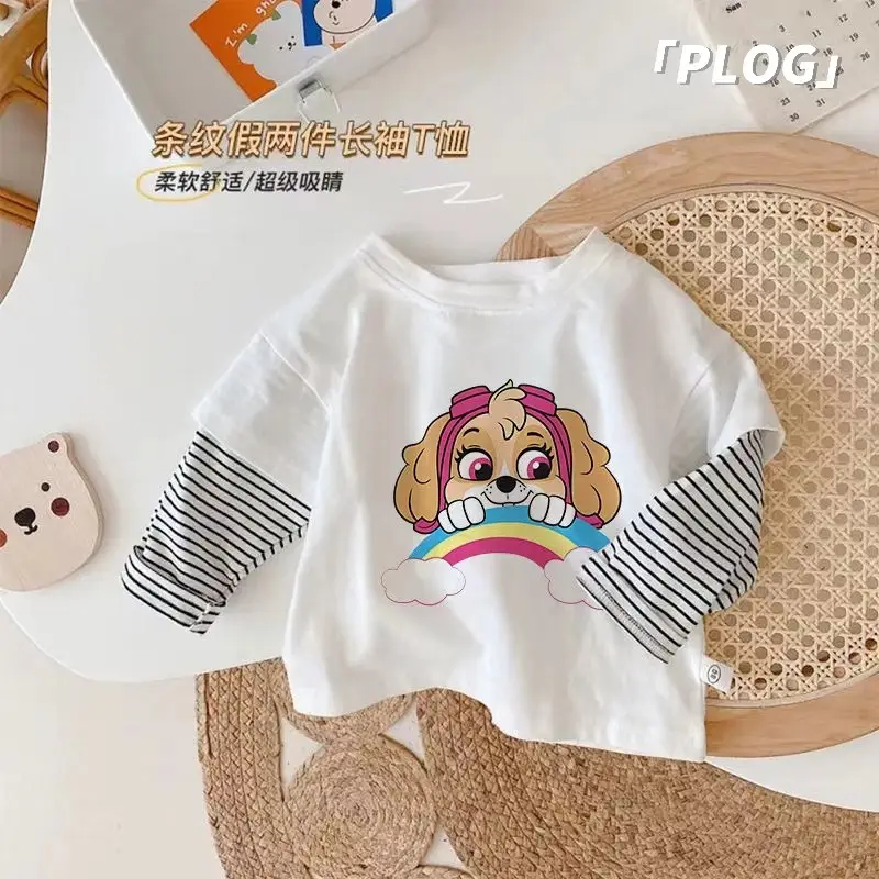 Wang Wang Cartoon Long Sleeve T-Shirt White