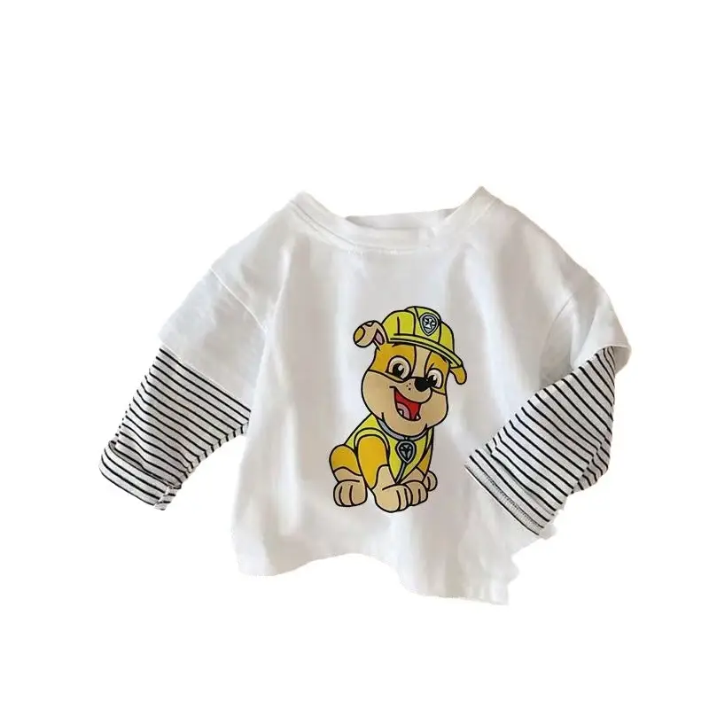 Wang Wang Cartoon Long Sleeve T-Shirt White
