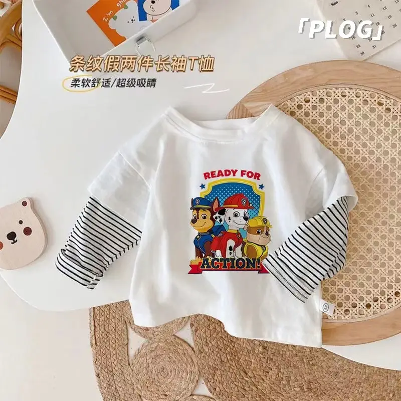 Wang Wang Cartoon Long Sleeve T-Shirt White