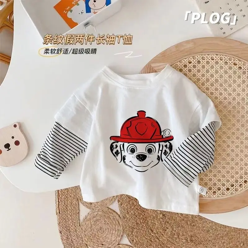 Wang Wang Cartoon Long Sleeve T-Shirt White