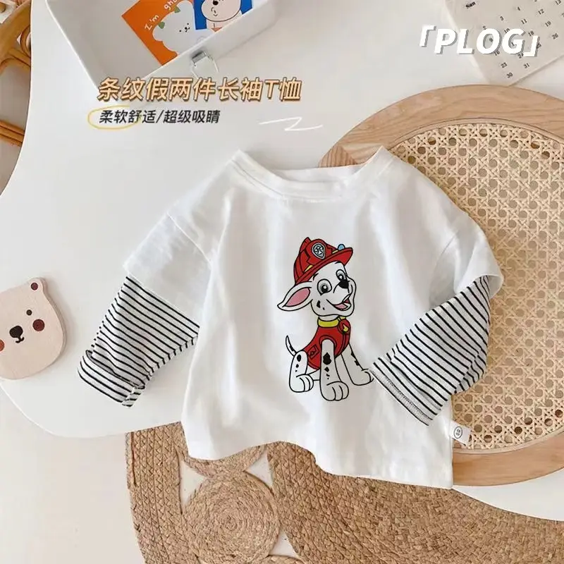 Wang Wang Cartoon Long Sleeve T-Shirt White