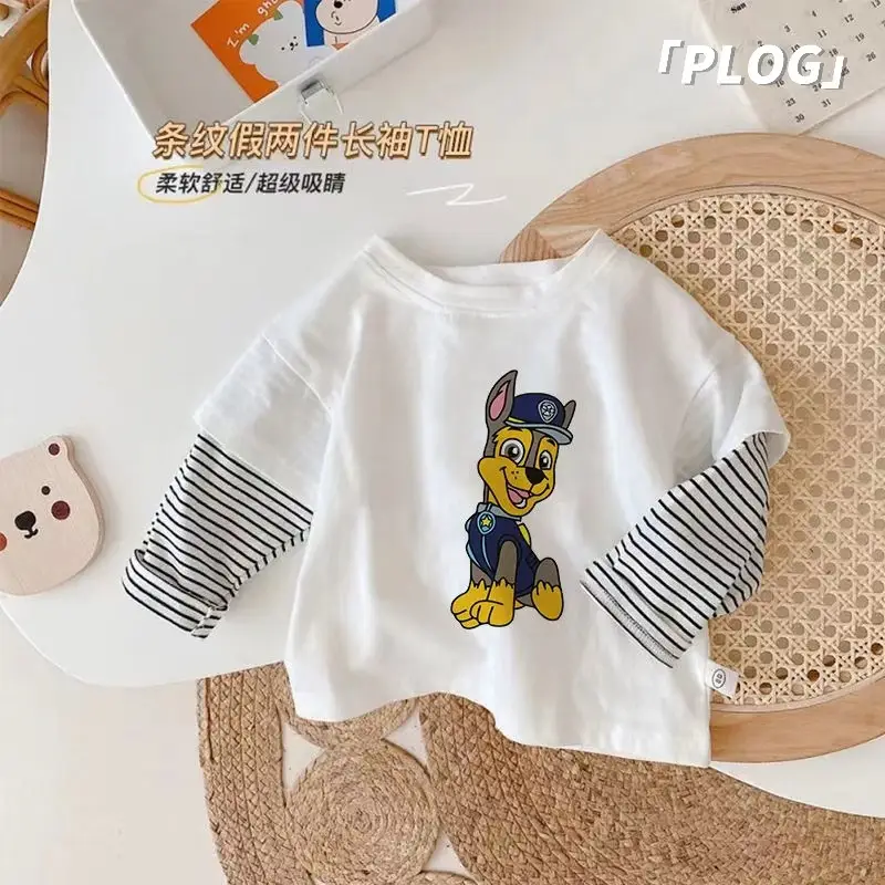Wang Wang Cartoon Long Sleeve T-Shirt White