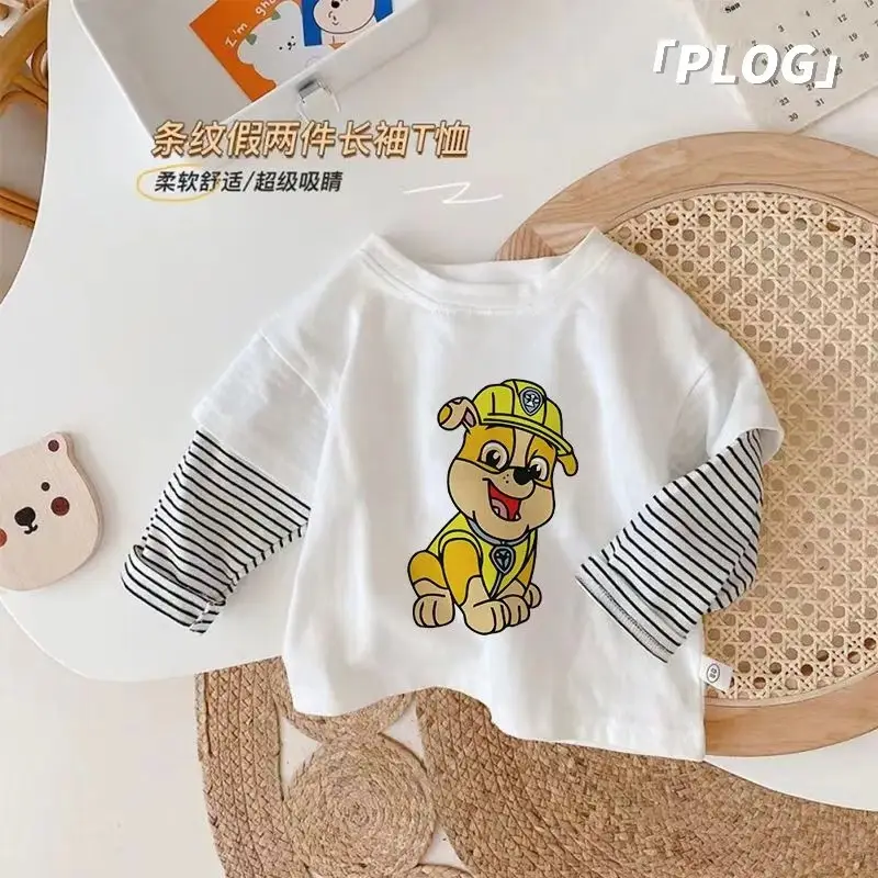 Wang Wang Cartoon Long Sleeve T-Shirt White