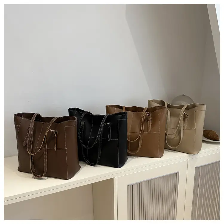 Vintage Stitching Large Brown Tote Bag Women 2024 - Image 6