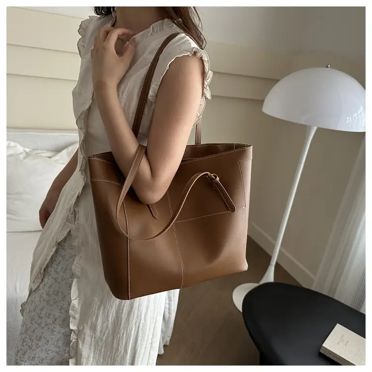 Vintage Stitching Large Brown Tote Bag Women 2024 — feature 13
