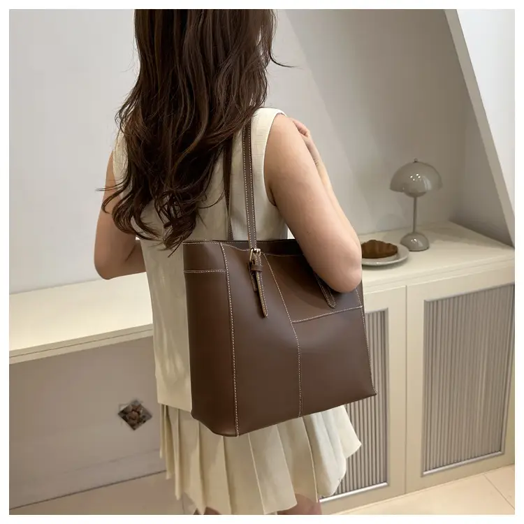 Vintage Stitching Large Brown Tote Bag Women 2024 — feature 14