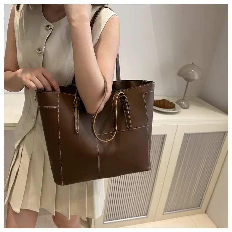 Vintage Stitching Large Brown Tote Bag Women 2024 — feature 16