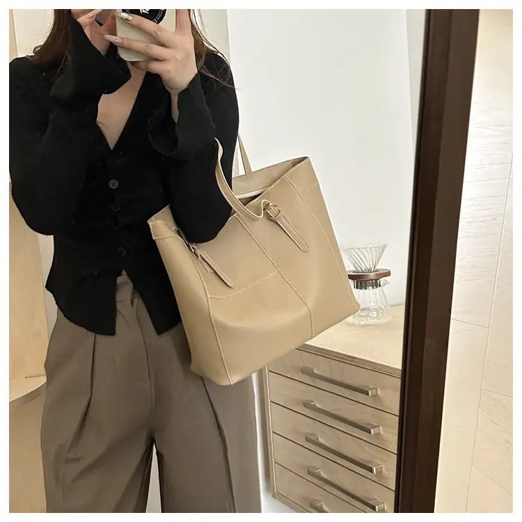 Vintage Stitching Large Brown Tote Bag Women 2024 — feature 18