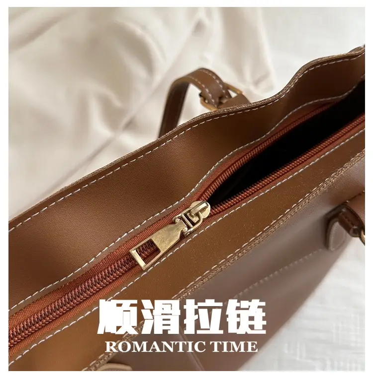 Vintage Stitching Large Brown Tote Bag Women 2024 — feature 5