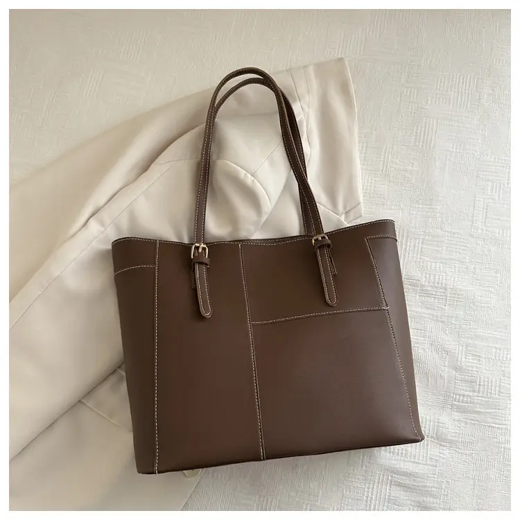 Vintage Stitching Large Brown Tote Bag Women 2024 - Image 4
