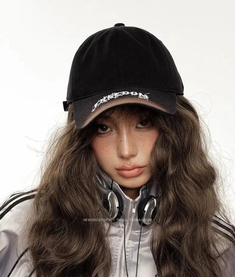 American Retro Black Baseball Cap with Freedom Embroidery — feature 1