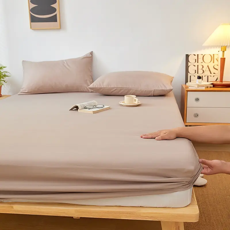 Solid color non-printed wind water wash cotton bed hat bed cover single piece all-inclusive bed sheet mattress non-slip protective cover dust cover wholesale