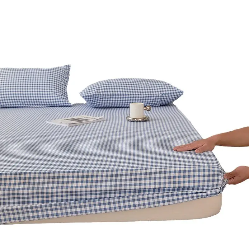 Solid color non-printed wind water wash cotton bed hat bed cover single piece all-inclusive bed sheet mattress non-slip protective cover dust cover wholesale