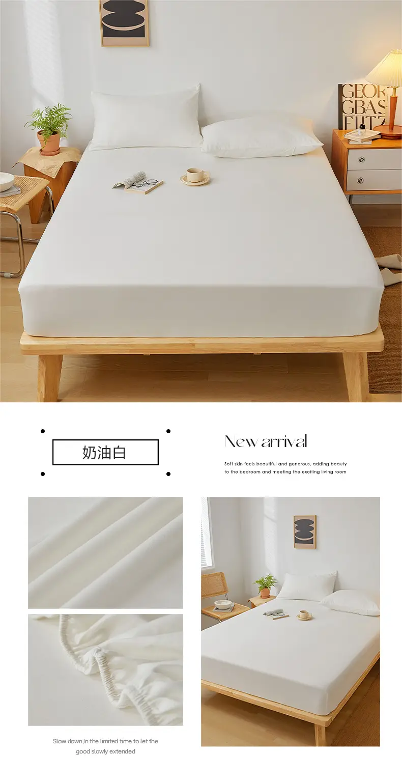 Solid color non-printed wind water wash cotton bed hat bed cover single piece all-inclusive bed sheet mattress non-slip protective cover dust cover wholesale — feature 20