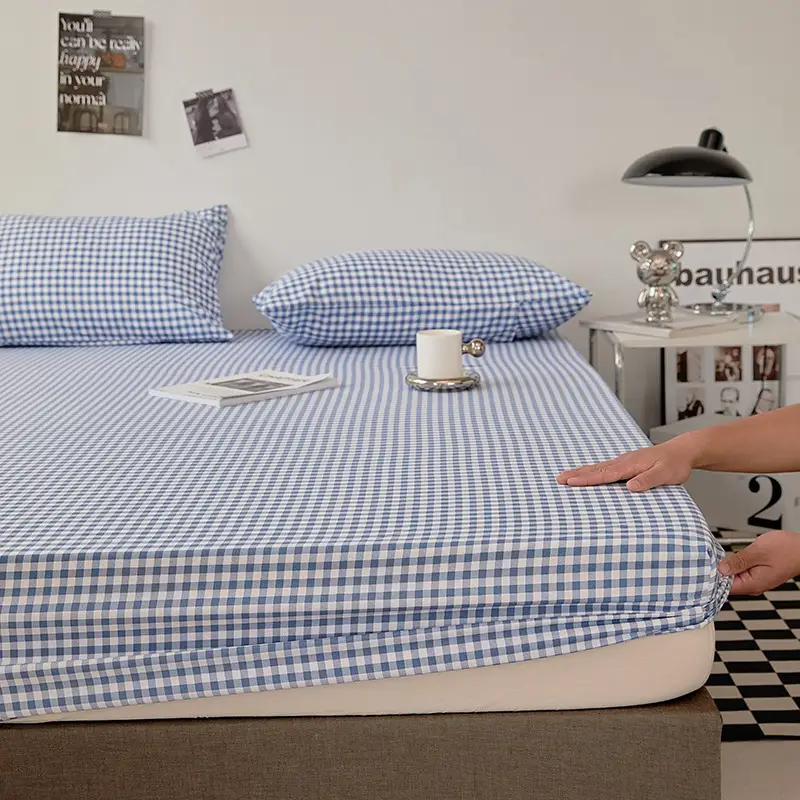 Solid color non-printed wind water wash cotton bed hat bed cover single piece all-inclusive bed sheet mattress non-slip protective cover dust cover wholesale