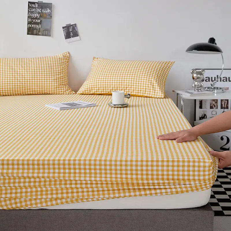 Solid color non-printed wind water wash cotton bed hat bed cover single piece all-inclusive bed sheet mattress non-slip protective cover dust cover wholesale