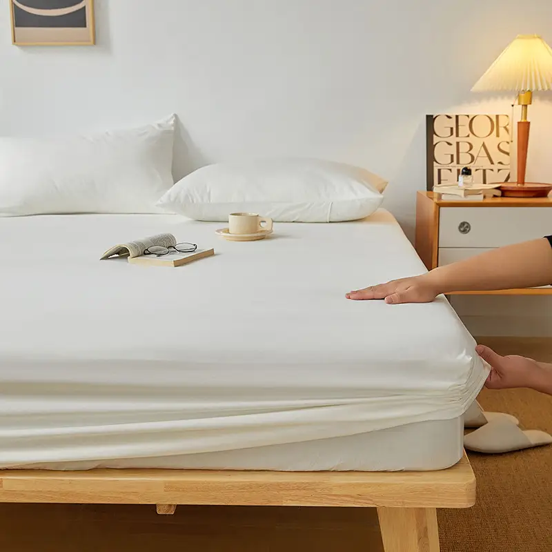 Solid color non-printed wind water wash cotton bed hat bed cover single piece all-inclusive bed sheet mattress non-slip protective cover dust cover wholesale