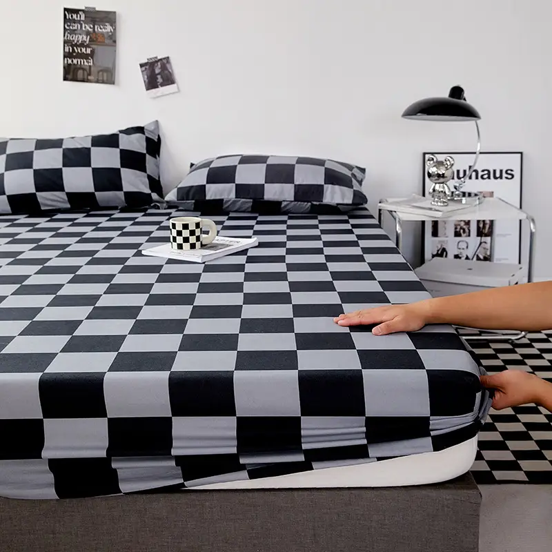 Solid color non-printed wind water wash cotton bed hat bed cover single piece all-inclusive bed sheet mattress non-slip protective cover dust cover wholesale
