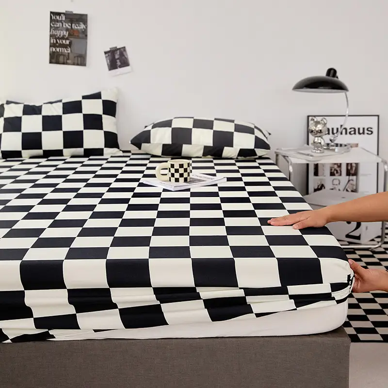 Solid color non-printed wind water wash cotton bed hat bed cover single piece all-inclusive bed sheet mattress non-slip protective cover dust cover wholesale