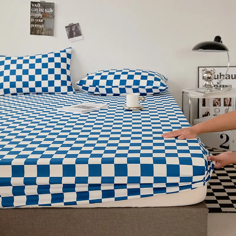 Solid color non-printed wind water wash cotton bed hat bed cover single piece all-inclusive bed sheet mattress non-slip protective cover dust cover wholesale