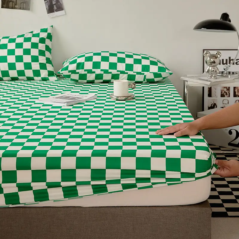Solid color non-printed wind water wash cotton bed hat bed cover single piece all-inclusive bed sheet mattress non-slip protective cover dust cover wholesale