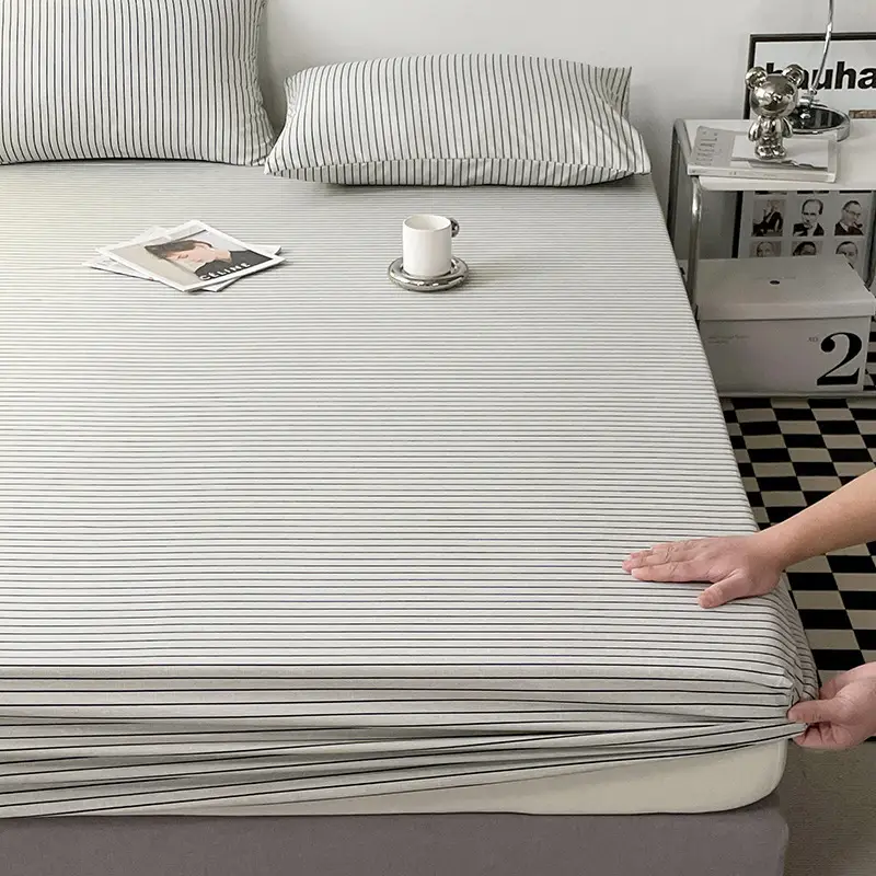 Solid color non-printed wind water wash cotton bed hat bed cover single piece all-inclusive bed sheet mattress non-slip protective cover dust cover wholesale