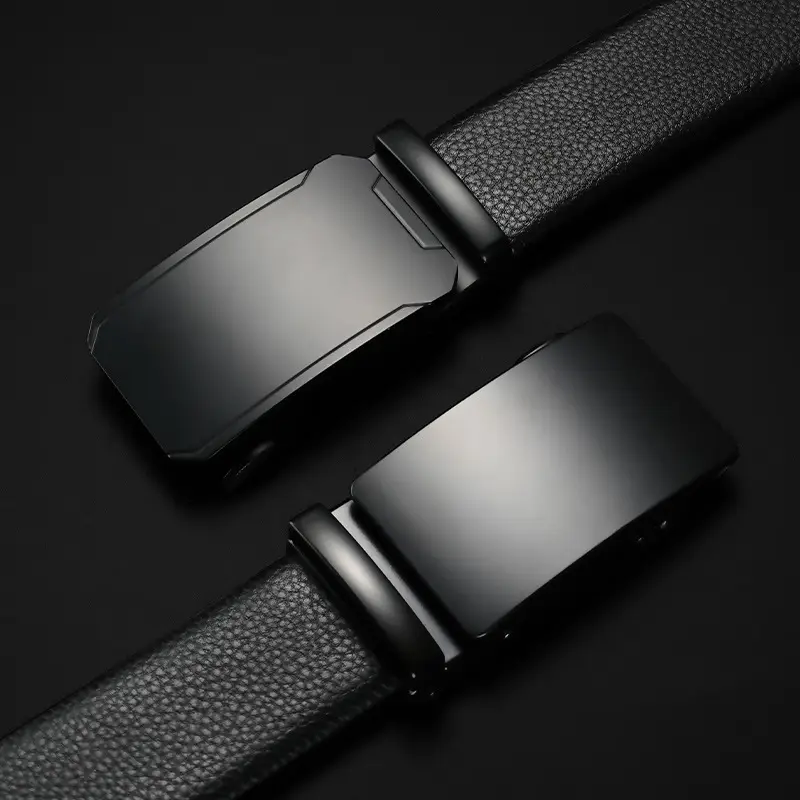 Men's Black Cowhide Belt with Automatic Buckle - Image 12