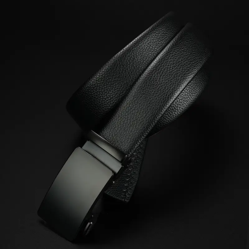 Men's Black Cowhide Belt with Automatic Buckle - Image 13