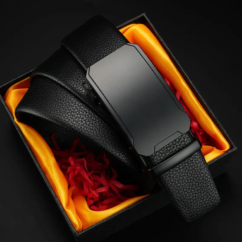 Men's Black Cowhide Belt with Automatic Buckle - Image 14
