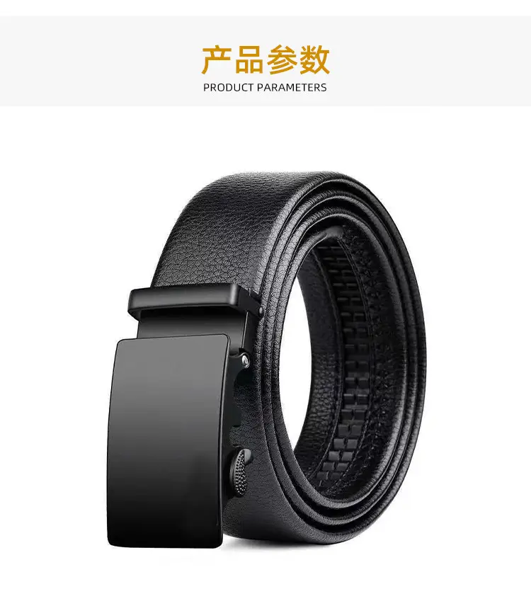 Men's Black Cowhide Belt with Automatic Buckle — feature 11