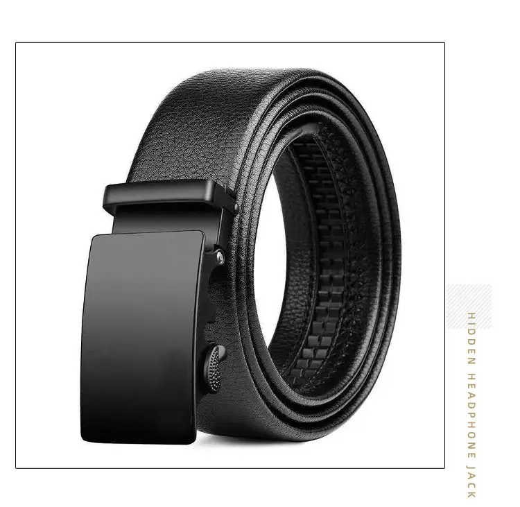 Men's Black Cowhide Belt with Automatic Buckle — feature 14