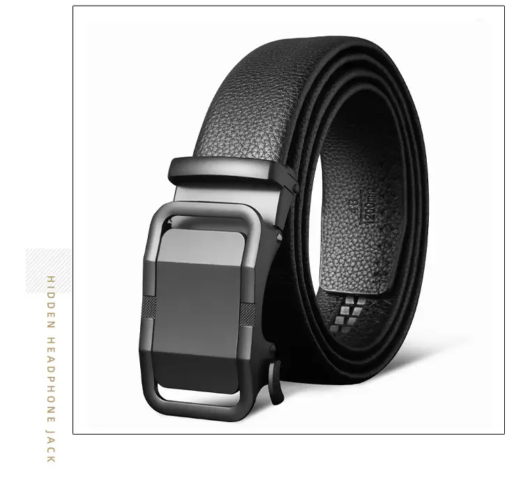Men's Black Cowhide Belt with Automatic Buckle — feature 15