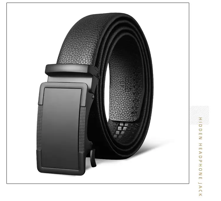 Men's Black Cowhide Belt with Automatic Buckle — feature 16
