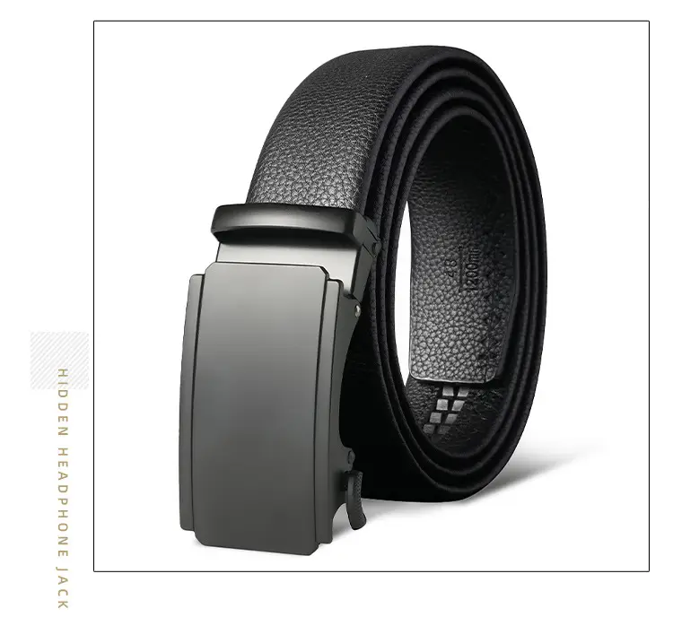 Men's Black Cowhide Belt with Automatic Buckle — feature 17