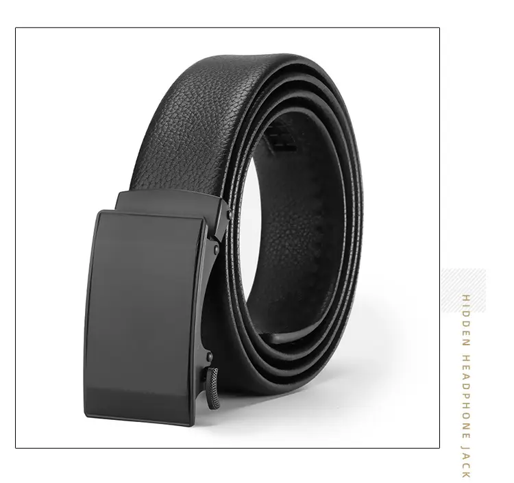 Men's Black Cowhide Belt with Automatic Buckle — feature 18