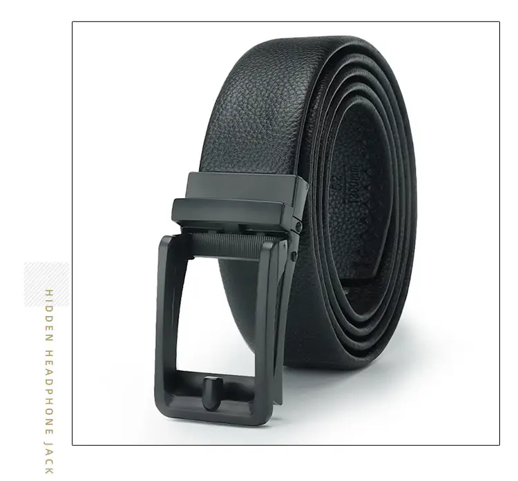 Men's Black Cowhide Belt with Automatic Buckle — feature 19