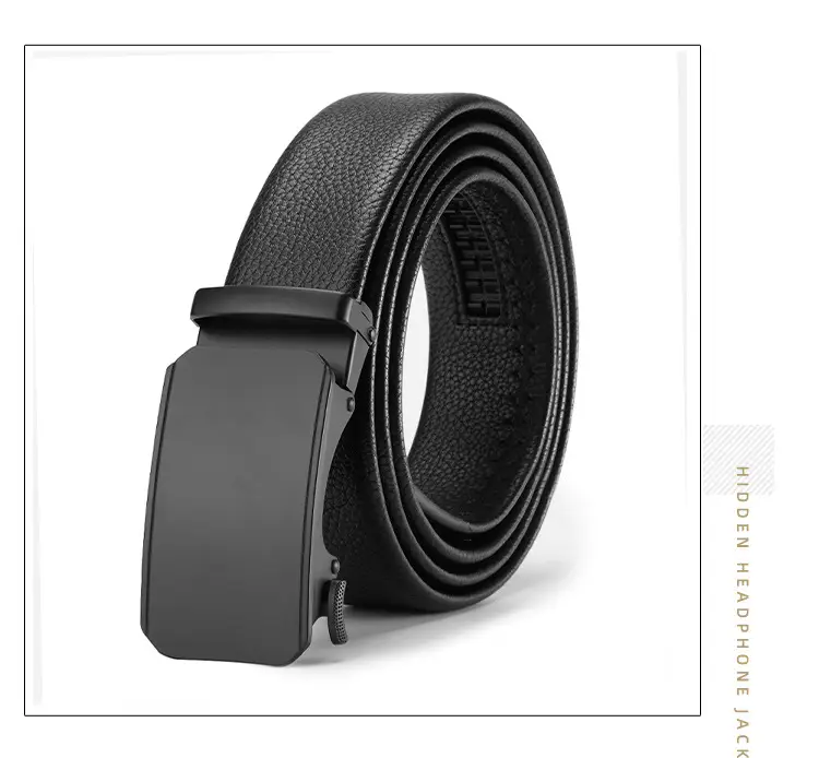 Men's Black Cowhide Belt with Automatic Buckle — feature 20