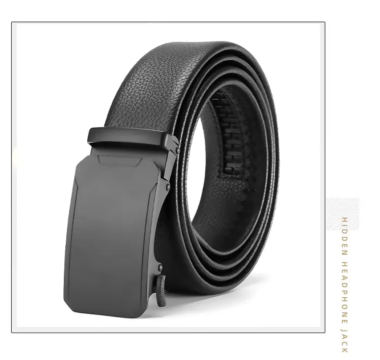 Men's Black Cowhide Belt with Automatic Buckle — feature 22