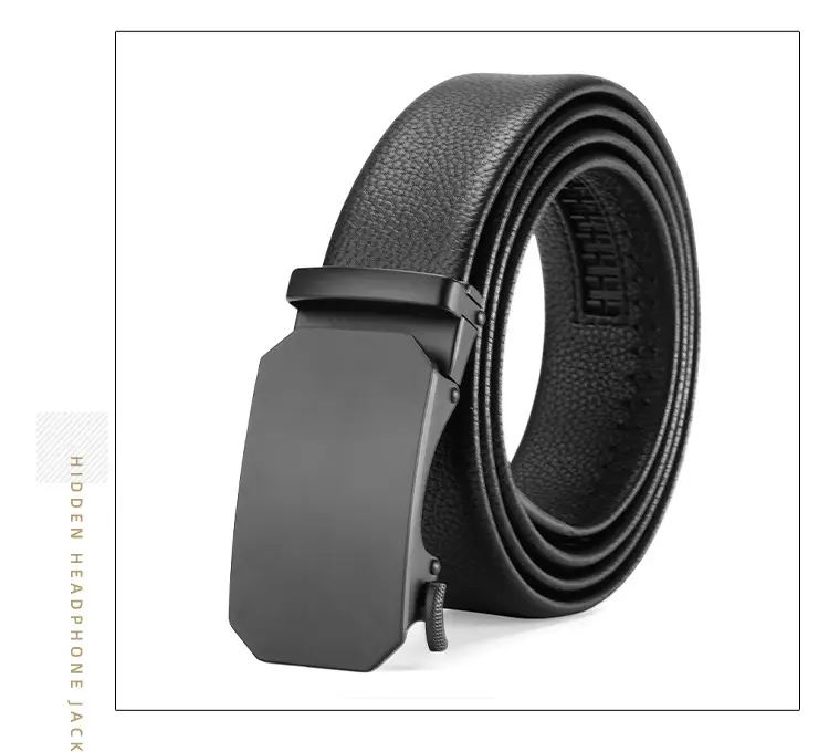 Men's Black Cowhide Belt with Automatic Buckle — feature 23