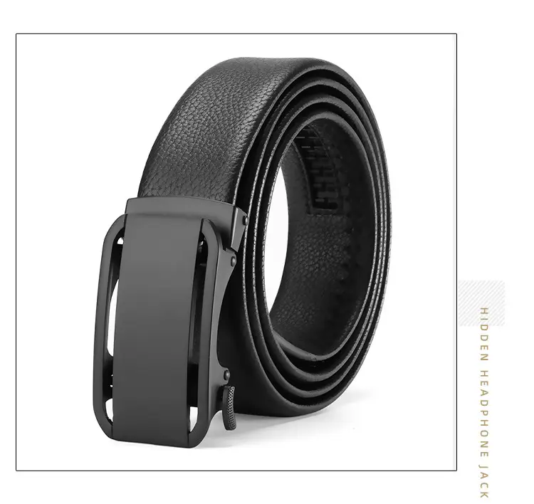 Men's Black Cowhide Belt with Automatic Buckle — feature 24