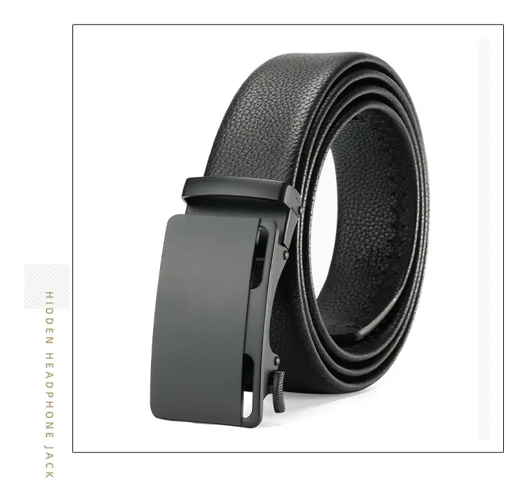 Men's Black Cowhide Belt with Automatic Buckle — feature 25