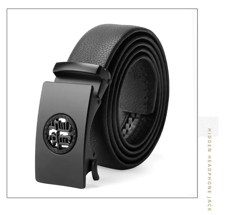 Men's Black Cowhide Belt with Automatic Buckle — feature 26