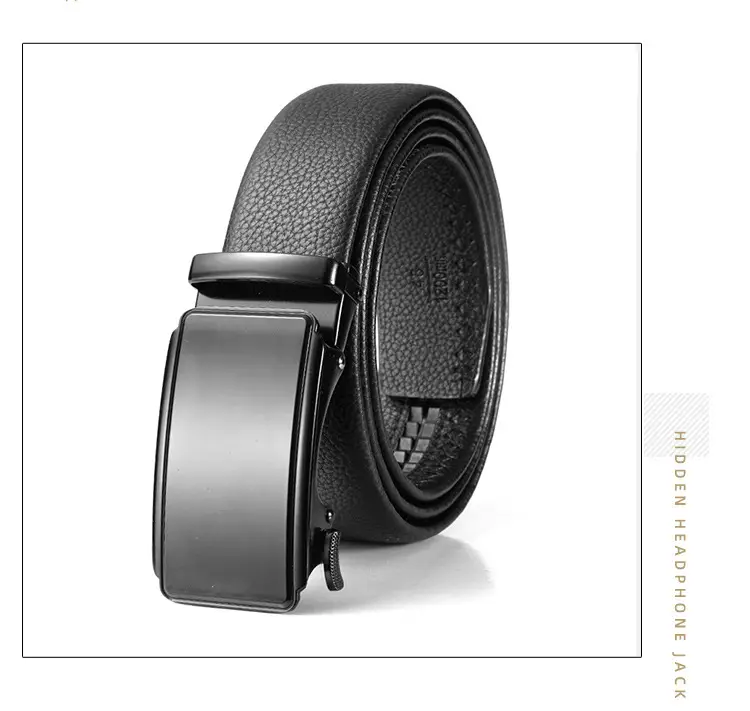 Men's Black Cowhide Belt with Automatic Buckle — feature 28