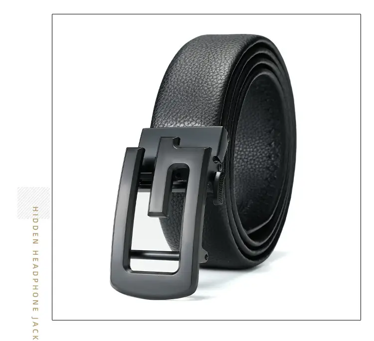 Men's Black Cowhide Belt with Automatic Buckle — feature 29