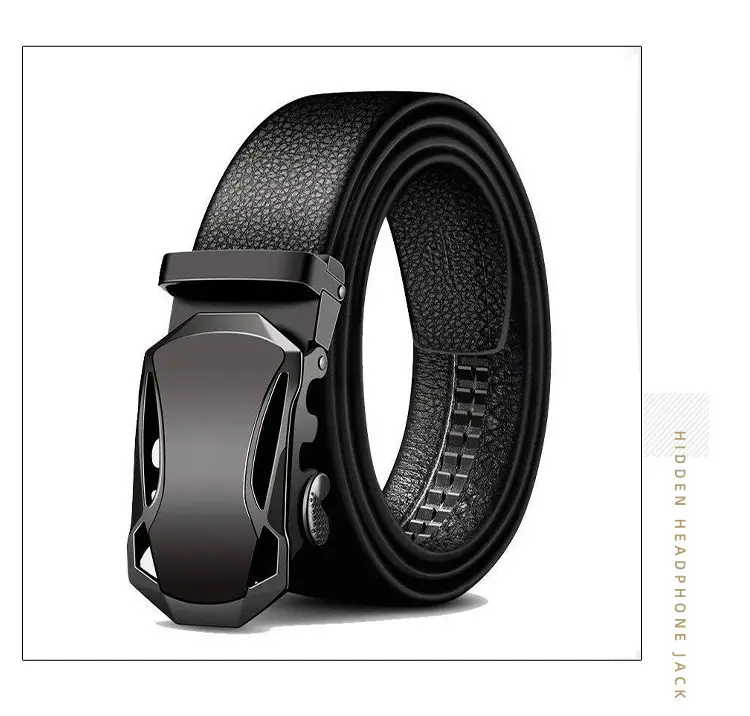 Men's Black Cowhide Belt with Automatic Buckle — feature 30
