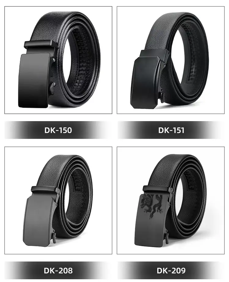 Men's Black Cowhide Belt with Automatic Buckle — feature 7