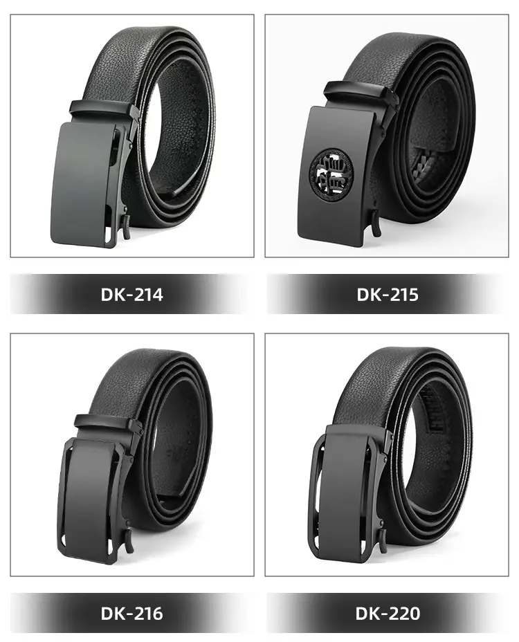 Men's Black Cowhide Belt with Automatic Buckle — feature 9