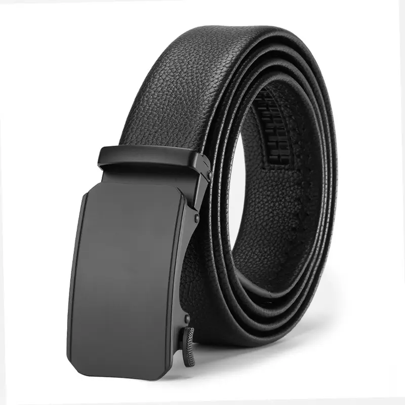 Men's Black Cowhide Belt with Automatic Buckle - Image 2